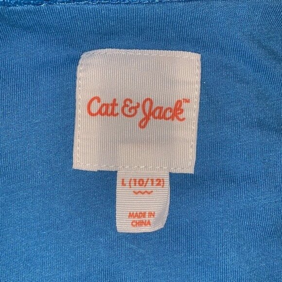 Cat & Jack Kids Blue Hooded Vest L 10/12 Polyester & Mesh Zip-Up Sleeveless - Picture 2 of 5